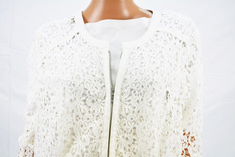 INC Concepts Women Long-Sleeve White Crocheted Front-Zip Cardigan Jacket Plus 2X