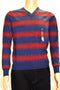 New Tommy Hilfiger Men's V-Neck Long Sleeve Pima Cotton Blue Striped Sweater XS - evorr.com