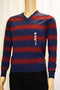 New Tommy Hilfiger Men's V-Neck Long Sleeve Pima Cotton Blue Striped Sweater XS - evorr.com