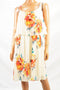 New NY Collection Women Sleeveless Ivory Floral Pleated Popover A-Line Dress L