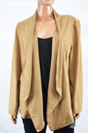 JM Collection Women Stretch Brown Suede Open-Front Draped Cardigan Shrug Top XL
