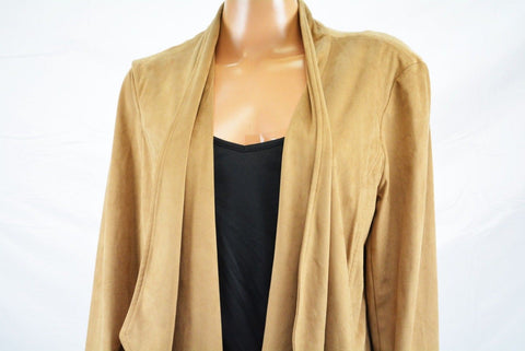 JM Collection Women Stretch Brown Suede Open-Front Draped Cardigan Shrug Top XL