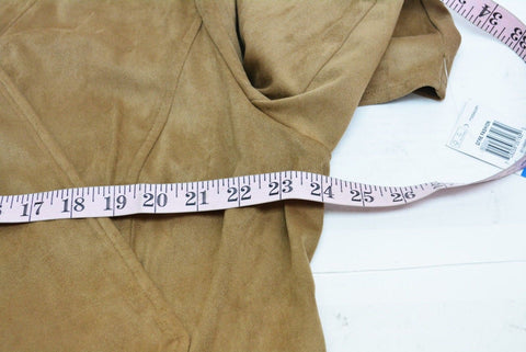 JM Collection Women Stretch Brown Suede Open-Front Draped Cardigan Shrug Top XL