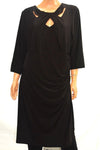 $109 INC Concepts Women 3/4 Slvs Black Cut-Out Neck Ruched Sheath Dress Plus 18W - evorr.com