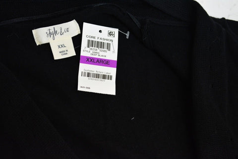 Style&Co Women's Long Sleeve Black Draped Open Front Cardigan Shrug Top 2XL - evorr.com