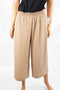 New NY Collection Women's Brown Elastic Waist Wide-Leg Pull On Culotte Pants M