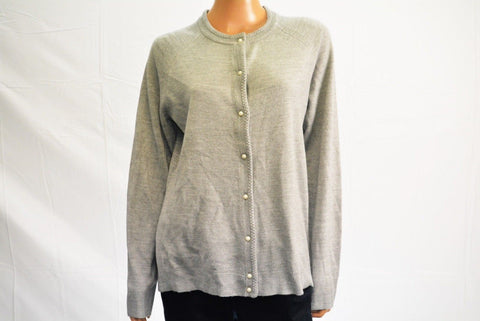 $59 Karen Scott Women Long Sleeves Gray Heather Button Down Cardigan Shrug Top S
