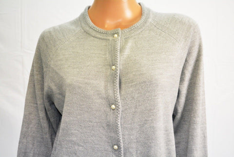 $59 Karen Scott Women Long Sleeves Gray Heather Button Down Cardigan Shrug Top S