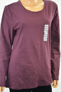 New Style&Co Women's Crew Neck Long Sleeves Stretch Purple Tunic Blouse Top L - evorr.com