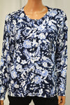 Karen Scott Women's Long Sleeve Blue Printed Button Down Cardigan Top Large  L