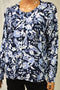Karen Scott Women's Long Sleeve Blue Printed Button Down Cardigan Top Large  L