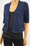 JM Collection Women's Blue Open-Front Crochet Knit Cardigan Medium M