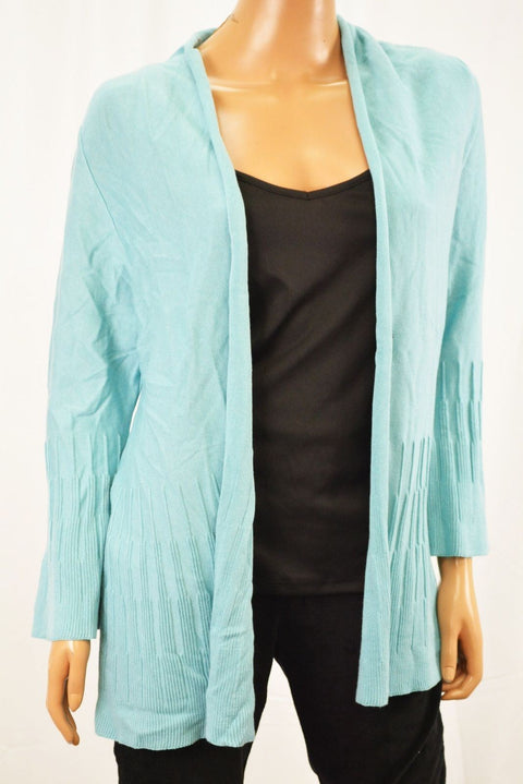 Charter Club Women's Blue Open-Front Ribbed Cardigan Top Medium M