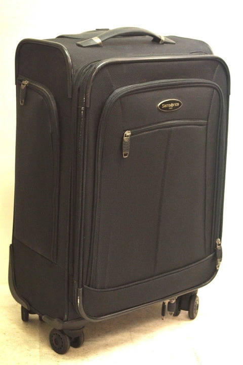 $360 Samsonite 21'' Spinner Expandable Carry On Luggage Suitcase Black softcase