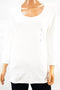 New Karen Scott Women's 3/4 Sleeve Scoop Neck Cotton White Solid Blouse Top L