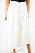 $79 New Grace Elements Women Linen-Blend White Button Down A-Line Skirt 12 - evorr.com