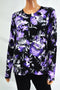 Karen Scott Women's Long-Sleeve Purple Floral Cardigan Shrug Top Large L