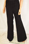Michael Kors Womens Black Flat Front Slim Fit Flare Leg Trouser Dress Pants 16 - evorr.com