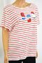 New Karen Scott Women's Short Sleeve Cotton Red Striped Blouse Top Plus 3X