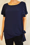 Michael Kors Women's Short Sleeve Blue Embellished Tie Hem Blouse Top Plus 1X