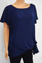 Michael Kors Women's Short Sleeve Blue Embellished Tie Hem Blouse Top Plus 1X