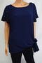Michael Kors Women's Short Sleeve Blue Embellished Tie Hem Blouse Top Plus 1X