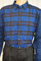 Nautica Men's Cotton Blue Flannel Plaid Colorblock Button-Down Casual Shirt L - evorr.com