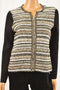 Charter Club Women's Metallic Black Zip-Front Textured Cardigan Shrug Small S