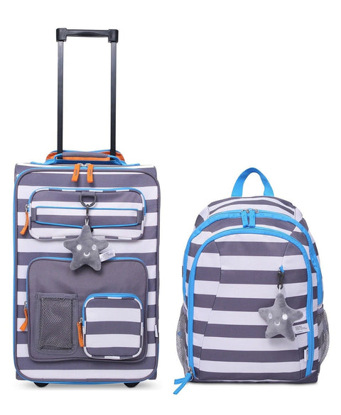 $160 NEW Crckt Kids Rolling Wheels Printed Carry-On 2 PC Suitcase & Backpack Set