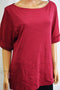 Karen Scott Women's Boat Neck Cuffed Slv Cotton Red T-Shirt Blouse Top Plus 1X