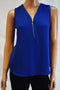 INC International Concepts Women's Sleeveless Zippered Blue Blouse Top X-Small