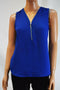 INC International Concepts Women's Sleeveless Zippered Blue Blouse Top X-Small