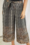 John Paul Richard Women Black Tie Waist Animal Print Capri Pants M - evorr.com