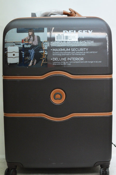 $660 NEW Delsey Chatelet Plus 28" Hardside Spinner Travel Suitcase Luggage Brown