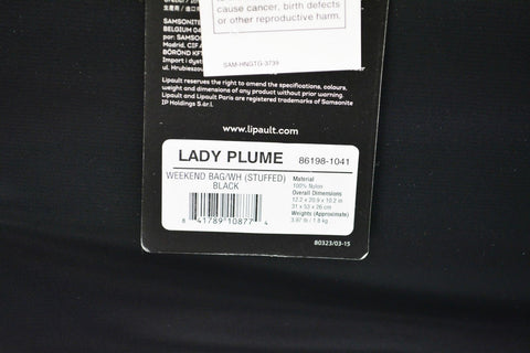 $190 NEW Lipault Lady Plume Wheeled Weekend Travel Bag Black Suitcase Luggage