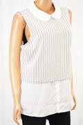 Maison Jules Women White Textured Layered Look Chiffon Hem Blouse Top X-Large XL - evorr.com