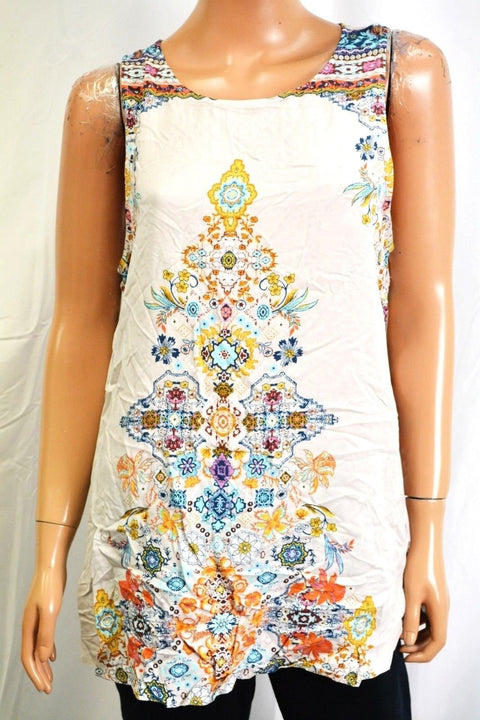 Gypsies&moondust Femmes White-Multi Imprimé Dos en Trou de Serrure - evorr.com