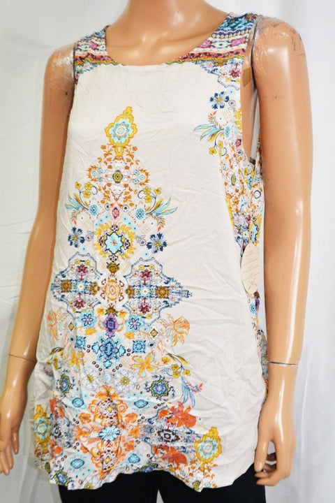 Gypsies&moondust Femmes White-Multi Imprimé Dos en Trou de Serrure - evorr.com