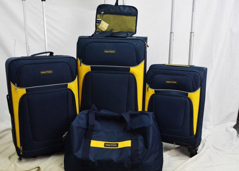 $460 New Nautica Oceanview 5-Piece Luggage Set Spinner Suitcase Blue Yellow