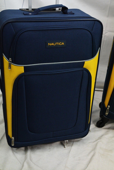 $460 New Nautica Oceanview 5-Piece Luggage Set Spinner Suitcase Blue Yellow