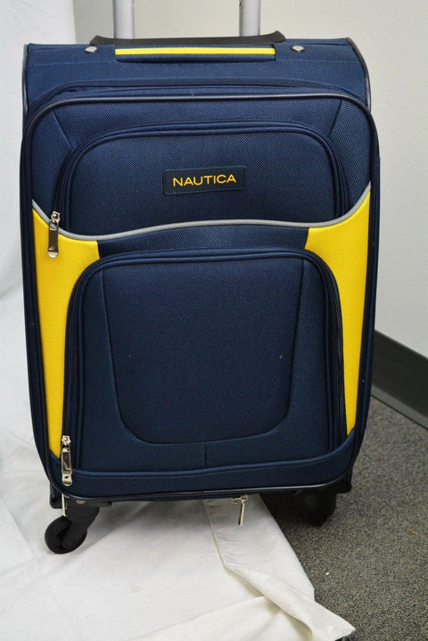 $460 New Nautica Oceanview 5-Piece Luggage Set Spinner Suitcase Blue Yellow