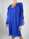 $99 Thalia Sodi Women's Blue-Ruffled Illusion V-neck Shift Tunic Dress Medium M