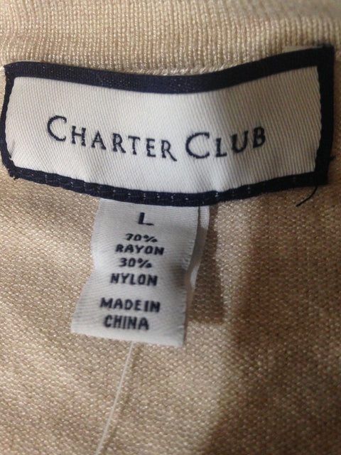 $79 New Charter Club Women's Beige Long Sleeve Button Front Sweater Cardigan L