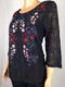 $89 New Charter Club Women's 3/4 Sleeve Black Embroidery Lace Blouse Top XL