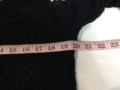 Charter Club Women Pointelle 3/4 Sleeve Front-Open Cardigan Shrug Black Medium M