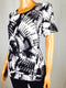 JM Collection Women's Scoop-Neck Short-Sleeve Jacquard Printed Top Urban Swirl L