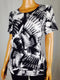 JM Collection Women's Scoop-Neck Short-Sleeve Jacquard Printed Top Urban Swirl L