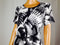 JM Collection Women's Scoop-Neck Short-Sleeve Jacquard Printed Top Urban Swirl L