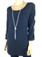 JM Collection Women 3/4 Lattice Sleeve Scoop-Neck Necklace Black Blouse Top 2X