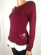 $79 Charter Club Women Long Sleeve Embroidery Layer-look Pullover Sweater Red S